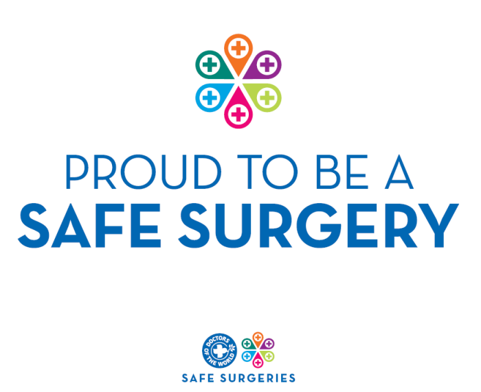 logo of safe surgeries with the phrase "proud ot be a safe surgery"